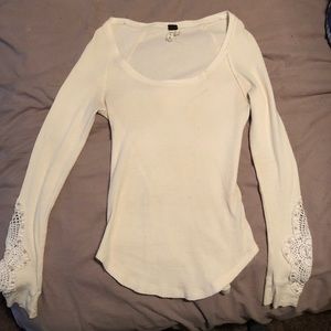 Free people long sleeve waffle top